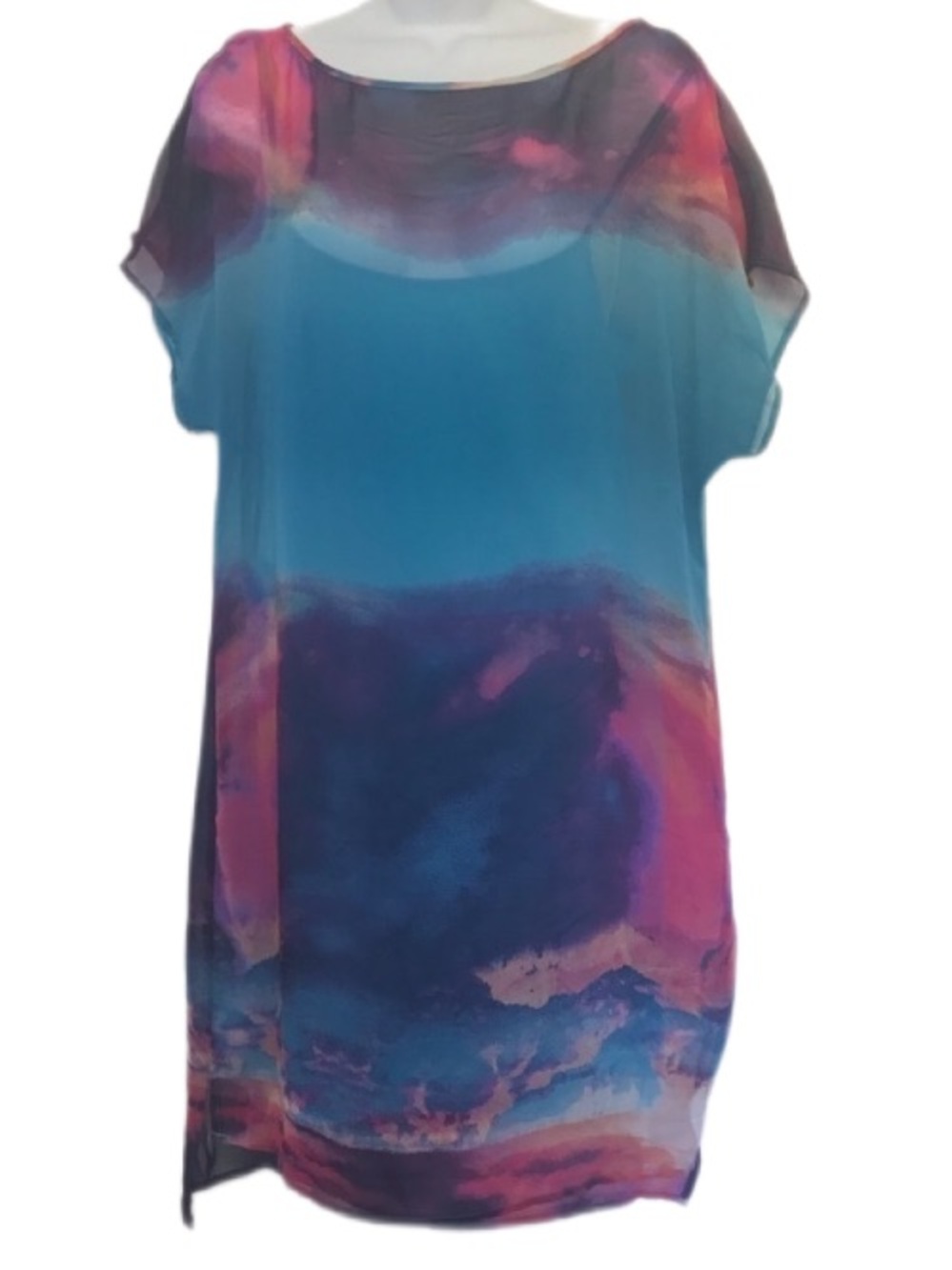 Bisou Bisou Layered Watercolor 2 pc Coverup Dress 10*